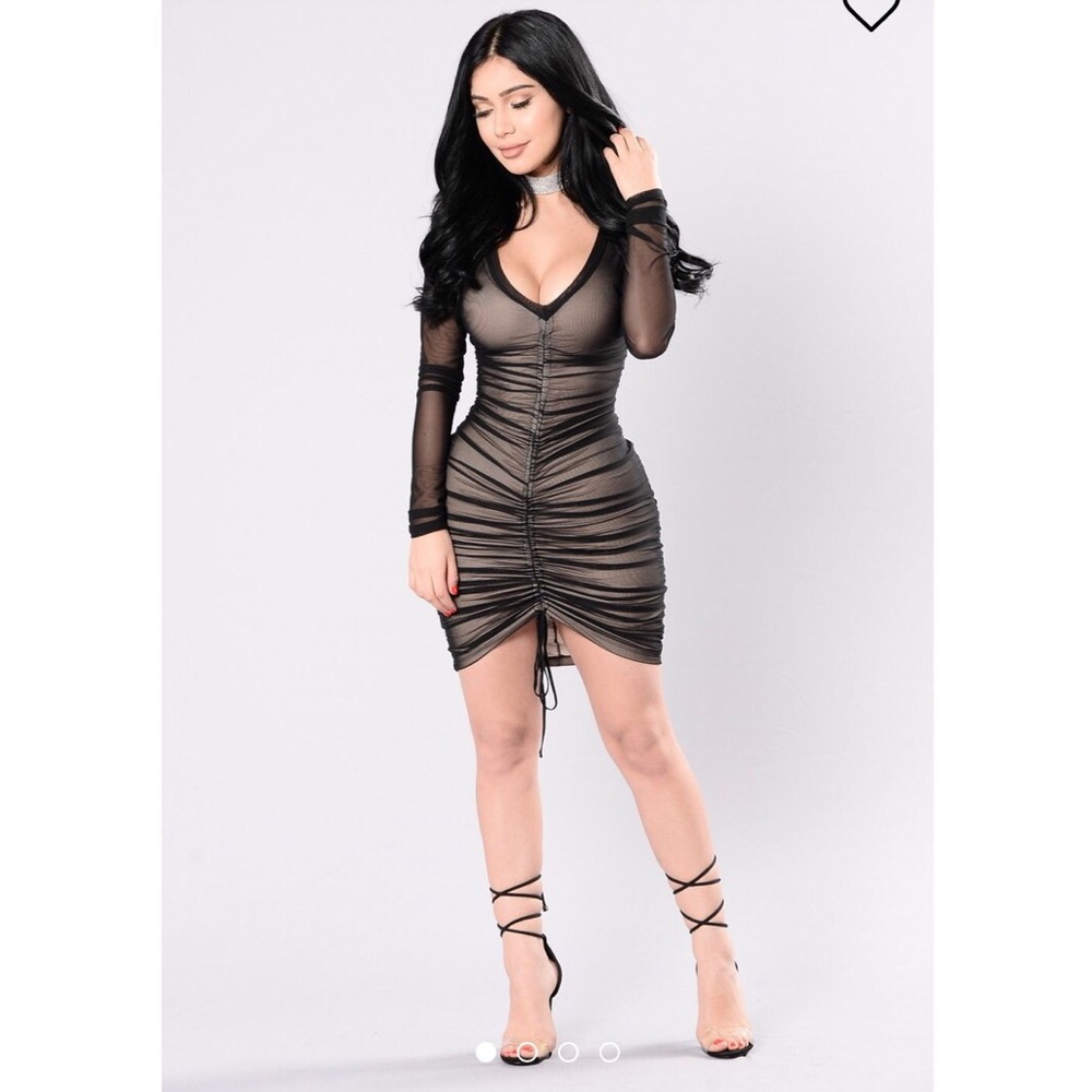 Mesh Long Sleeve Dress